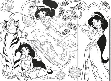Пазли для дітей від 3 років - 4 х 48 елементів - 2 в 1 двосторонні зі спинкою для розфарбовування - Принцеси Діснея - Зроблено в І
