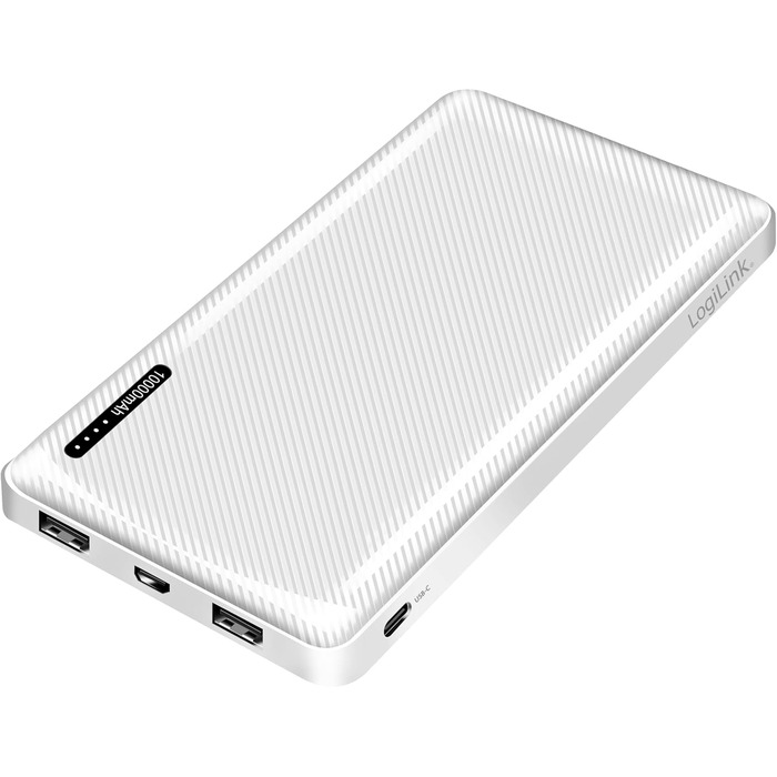 Для пристроїв) з функцією швидкої зарядки, USB-C Micro-USB (зарядка power bank), білий, 0328W - Powerbank 10000 mAh, 2 шт.