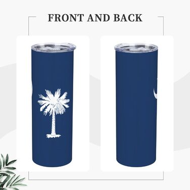 Кухоль з прямою трубочкою, дизайн прапор Південної Кароліни, друкований, дорожній кухоль, підходить для кемпінгу, офісу та дому, 590 мл