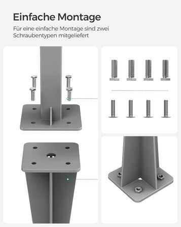 Ґрунтовий анкер SONGMICS, ґрунтовий анкер для опорних стійок бічних тентів, ґрунтовий цвях, підходить лише для алюмінієвих бічних тентів SONGMICS, сірий GSA001