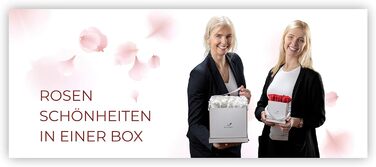 Коробка для троянд Rosenlieb з 4 трояндами Infinity (термін зберігання 3 роки) Справжні збережені квіти Flowerbox вкл. листівку Подарункова коробка для жінок, подруга, різдво (квадрат Bravo чорний, рожевий)
