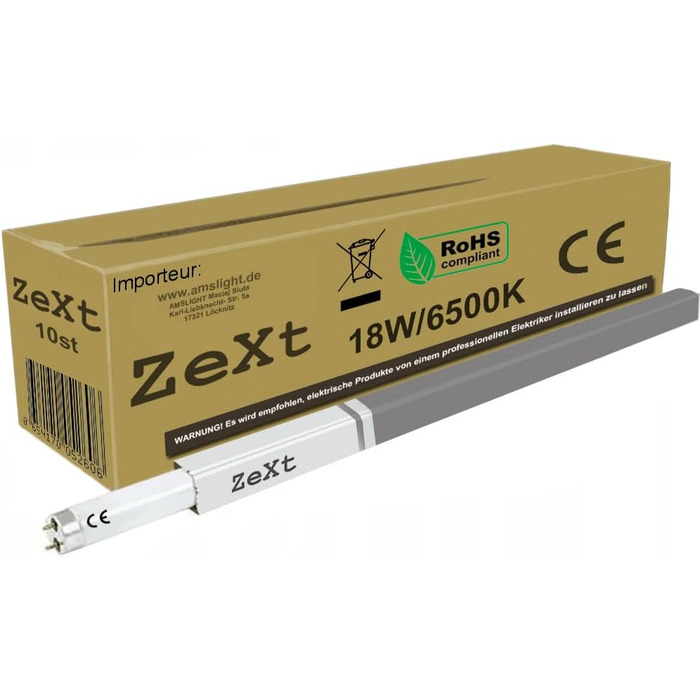 Люмінесцентна лампа Люмінесцентна трубка 18 Вт 864 6400 К Неонова лампа денного світла 60 см T8, 10 шт.