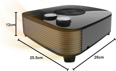 Електричний енергозберігаючий вентилятор-обігрівач Cecotec ReadyWarm 2050 Max Horizon, чорний, 2000 Вт, 3 режими роботи, легкий, регульований термостат, ручне керування, автоматичний захист від вимкнення