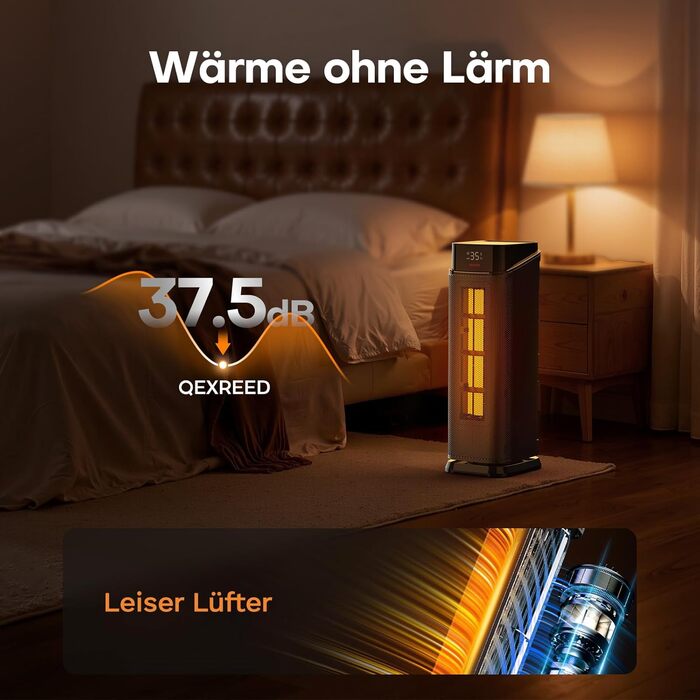 Тепловентиляторний обігрівач PTC потужністю 2000 Вт, енергозберігаючий з 4 режимами, режим енергозбереження ECO, коливання на 90, таймер 24 години, пульт дистанційного керування, тихий та потужний, захист від перегріву та перекидання для домашнього викори