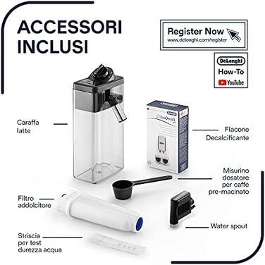 Повністю автоматична кавоварка (тиск 15 бар, автоматична система капучино, знімний резервуар для води 1,8 л, LCD панель, автоматичне очищення) сріблястий/чорний Кавоварка з удосконаленою молочною системою, 23.460.SB