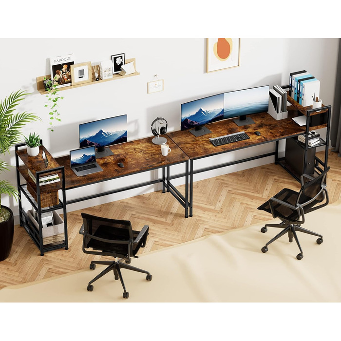 Письмовий стіл HOMIDEC, комп'ютерний стіл з книжковою полицею, навчальний комп'ютерний стіл для ноутбука з 4-х ярусними полицями д