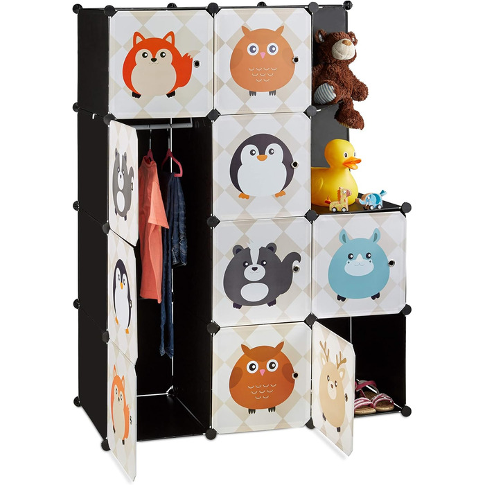 Релакс-дні, кольорова вставна полиця для дитячої кімнати, тваринні мотиви, пластикова вставна система, західні двері, шафа для одя