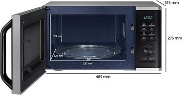 Мікрохвильова піч Samsung MS2AK3515AS/EG, 800 Вт, простір для приготування їжі 23 л, ширина 48,9 см, внутрішня частина керамічної емалі, стійка до подряпин внутрішня частина, програми розморожування QuickDefrost, сріблястий мікрохвильова піч 23 л срібло