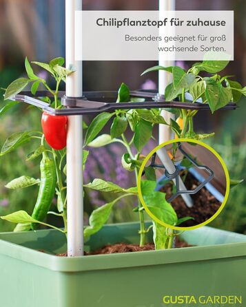 Горщик для рослин Charly Chili Chili - Горщик для рослин із шпалерою, системою поливу та міцним каркасом (темно-зелений, XL) XL Темно-зелений