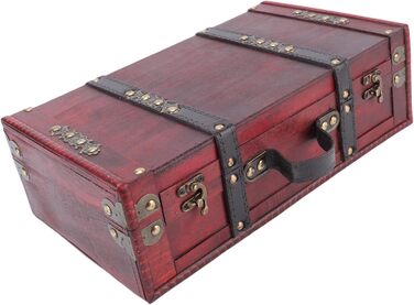 Вінтажна дерев&39яна валіза, декоративна скринька в античному стилі, портативна дорожня скриня/скриня для скарбів з ручкою зі штучної шкіри, ідеально підходить для передпокою, офісу, вітальні чи кабінету