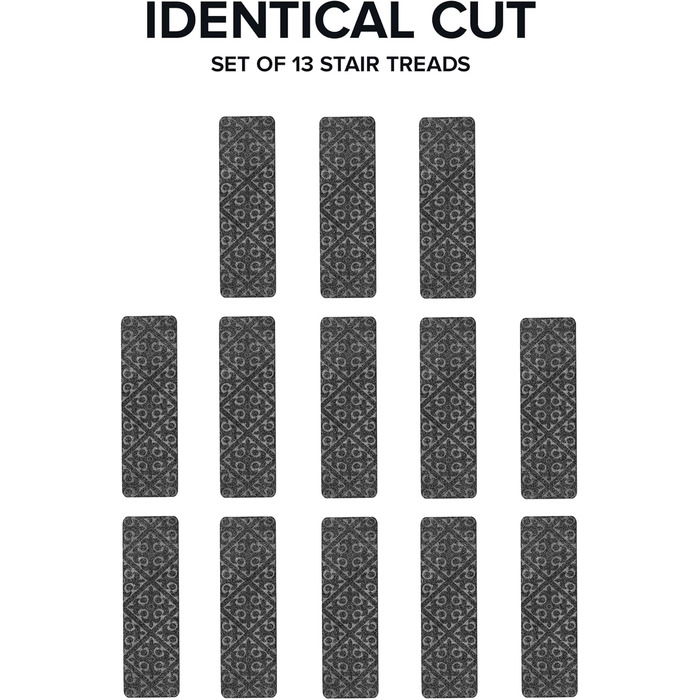 Килимові сходинки, нековзні, гумові, для використання всередині та зовні приміщень, нековзні, 20,3 x 76,2 см, сірі, 13 шт.