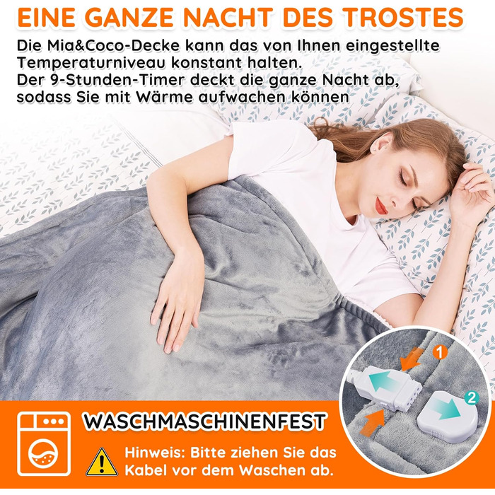 Електрична ковдра з автоматичним вимкненням, 130x180 см, 10 налаштувань температури, таймер автоматичного вимкнення 1-9 годин, захист від перегріву, електрична ковдра з підігрівом, грілка для ліжка, ETL для дому та офісу, швидкий нагрів, фланель, можна пр