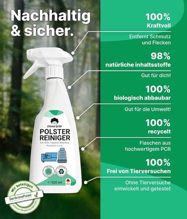 Засіб для чищення оббивки для диванів, диванів та автосидінь 500 мл включаючи щітку для оббивки - Sustainable & Anti Odor - Засіб