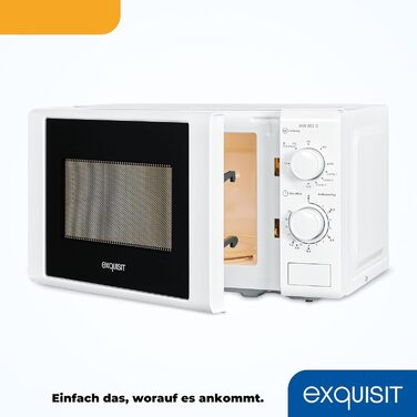 Мікрохвильова піч Exquisit MW 802 G Мікрохвильова піч з грилем 1000 Вт Всього 700 Вт Таймер Мікрохвильова піч маленька та компактна 20 л Garrraum білий Білий Класичний