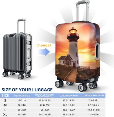 Чохол еластичний для валізи Sunset Prints з прихованою блискавкою, універсальний захист для подорожей та ділових поїздок, чорний, розмір M (для валіз 22-24 дюйми)