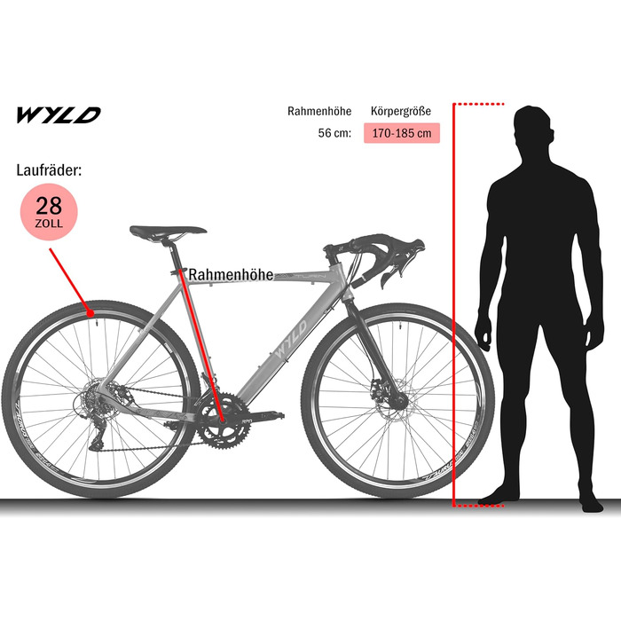Гравільний велосипед WYLD 28 дюймів Turin Grey, 16 передач, розмір рами 56 см