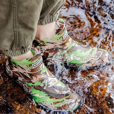 Водонепроникні гумові чоботи Pangolin для чоловіків та жінок, камуфляжні садові чоботи без шнурівки, легкі дощовики з нековзною підошвою, короткі черевики для риболовлі, кемпінгу, зелені, EU 43