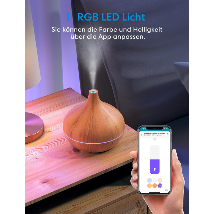 Ароматичний дифузор Meross працює з Apple HomeKit, Alexa та Google Home, розумний ультразвуковий зволожувач повітря з ефірними олі