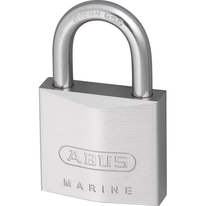 Замок навісний ABUS Marine 75IB/40 захищений від погодних умов корпус з латуні з нікелевим перламутровим покриттям рівень безпеки ABUS 6 сріблястий, 40 мм, з нержавіючої сталі