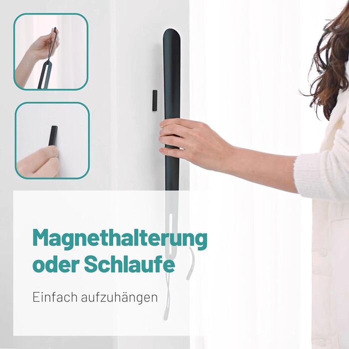 Рожок для взуття 45 см надміцний - рожок для взуття з нержавіючої сталі з магнітом або петлею для підвішування металевий довгий (ч