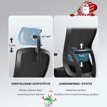 Ергономічне офісне крісло Storeo Imp, XL, до 150 кг, сітка, чорне