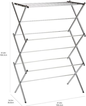 Складана сушарка для одягу-гармошки Storeo Basics, легована сталь, для використання в приміщенні, для одягу, хромована, одинарна