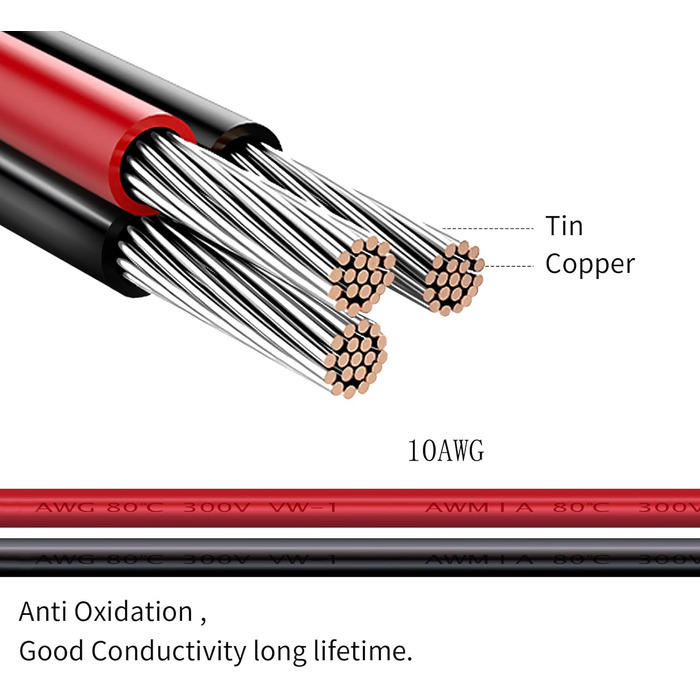 Кабель для сонячної зарядки ZkeeShop 10AWG XT60i Подовжувач для Anderson до XT60i Сумісний з портативною електростанцією сонячного генератора Ecoflow