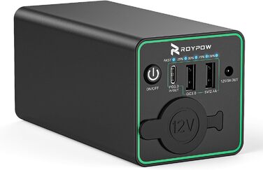 Портативний зарядний пристрій RoyPow Power Bank із штекером для прикурювача 30 Вт PD, USB-C та портом 12 В постійного струму для відеореєстратора, автомобільних пристроїв, ноутбука, MacBook Air, астрофотографії, iPhone, компресорного холодильника (оновлен