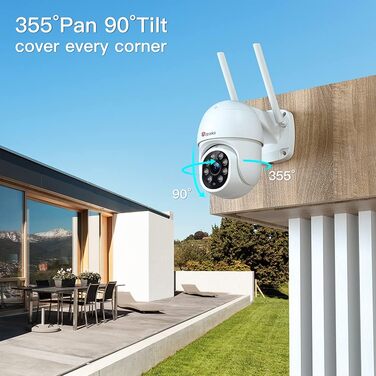 Камера безпеки, Wi-Fi зовнішня IP-камера 1080p Виявлення людини Автоматичне відстеження 355 Нахил 90 Двонаправлене аудіо Водонепроникний IP66 Підтримка P2P Слот