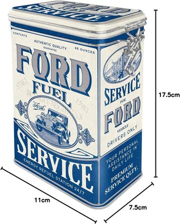 Ностальгічна кава в бляшанці з ретро-стилем, 1,3 л, Ford Заправка паливом Ідея подарунка для шанувальників аксесуарів Ford, бляшанка з ароматичною кришкою, вінтажний дизайн
