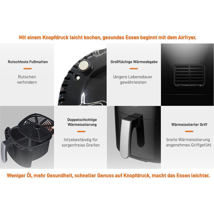 Головна Тенденції Міні-фритюрниця з програмованим регулюванням температури, 1400 Вт, таймер на 30 хвилин, смаження без олії, контейнери з антипригарним покриттям, які можна мити в посудомийній машині, і легко чиститься чорний (2.8 л)