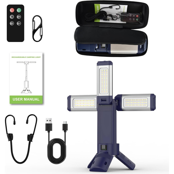 Телескопічний акумуляторний кемпінговий ліхтар ємністю 10000 мАг, 4000 лм, поворотні алюмінієві лопаті на 270, пульт дистанційного керування, водонепроникний IP45, тепле/біле/природне світло, кемпінговий ліхтар з регульованою колірною температурою
