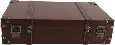 Вінтажна шкіряна дерев&39яна валіза, 34 x 20,5 x 8 см, декоративний футляр для зберігання речей для дому, фотореквізит, коричневий