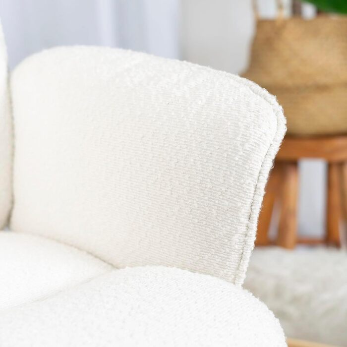 Офісне крісло Скандинавське ергономічне крісло, поворотне на 360, регульована висота, тканина букле, м&39яка тканина, біле, 66x63x82-94 см