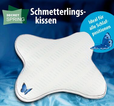 Подушка HSP Метелик з ефектом пам&39яті Подушка для сну на боці - подушка для підтримки шиї - ергономічна підтримка - дихаюча - ортопедична подушка - 45 x 35 x 10 см, біла