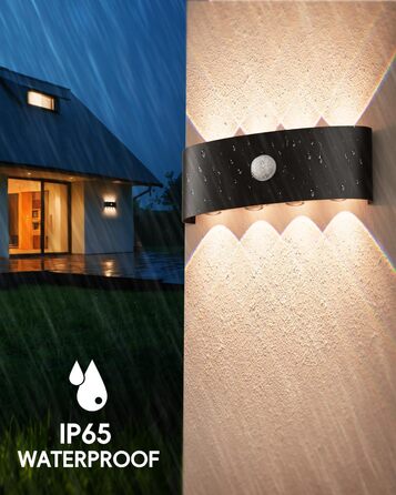 Настінний LED-світильник 8 Вт з датчиком руху, чорний Kinamy