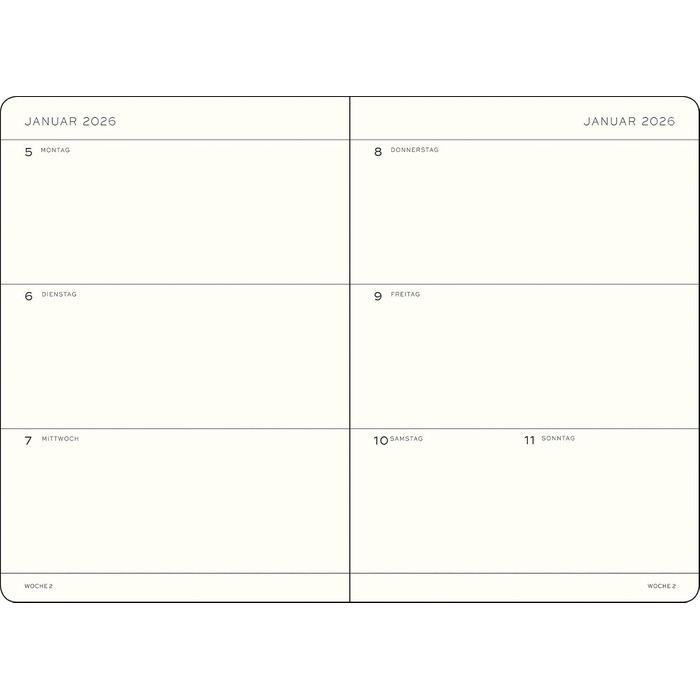 Тижневий календар середнього розміру (A5) 2026, 12 місяців, м&39яка обкладинка, порто-червоний, німецький порто-червоний середній розмір (A5), 1917 372557