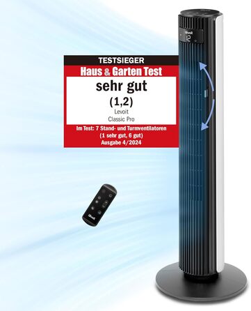 Баштовий вентилятор Levoit для спальні, потужний енергозберігаючий вентилятор 7,5 м/с 23 Вт, дуже тихий колонний вентилятор 25 дБ