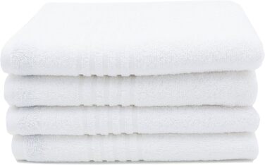 Набір з 4 рушників розміром 50x100 см - поглинаючі рушники для ванни білого кольору - з практичною вішалкою - з елегантними смужка