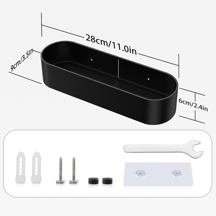 Кухонний та ванний органайзер без свердління, 3 шт. чорного кольору (L-розмір). Самоклеючі полиці з алюмінію з матовою поверхнею для ванної кімнати та кухні, не пошкоджують стіну.