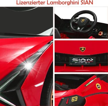 Дитячий електромобіль COSTWAY 12V Lamborghini з пультом дистанційного керування 2.4G, дитячий автомобіль 3-5 км/год з MP3, радіо,