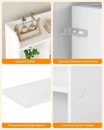 Книжкова полиця Hzuaneri, з 6 полицями, полиця для зберігання, окремостояча полиця, для вітальні, офісу, спальні, 24 x 60 x 170 см, білий BC11103 шт. Білий 24 x 60 x 170 см