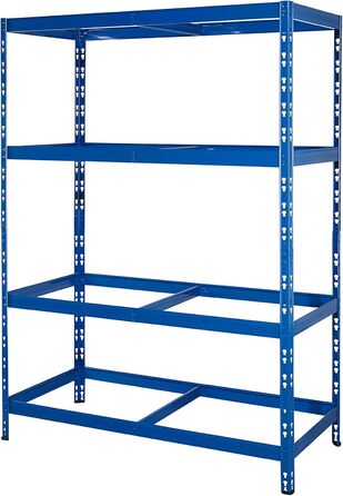 Міцний стелаж Rom 178,5 x 130 x 60 см Синє порошкове покриття 4 полиці, кожна з максимальним навантаженням 250 кг Полиця для зберігання, металева полиця, полиця для підвалу (130 x 178,5 x 60 см)