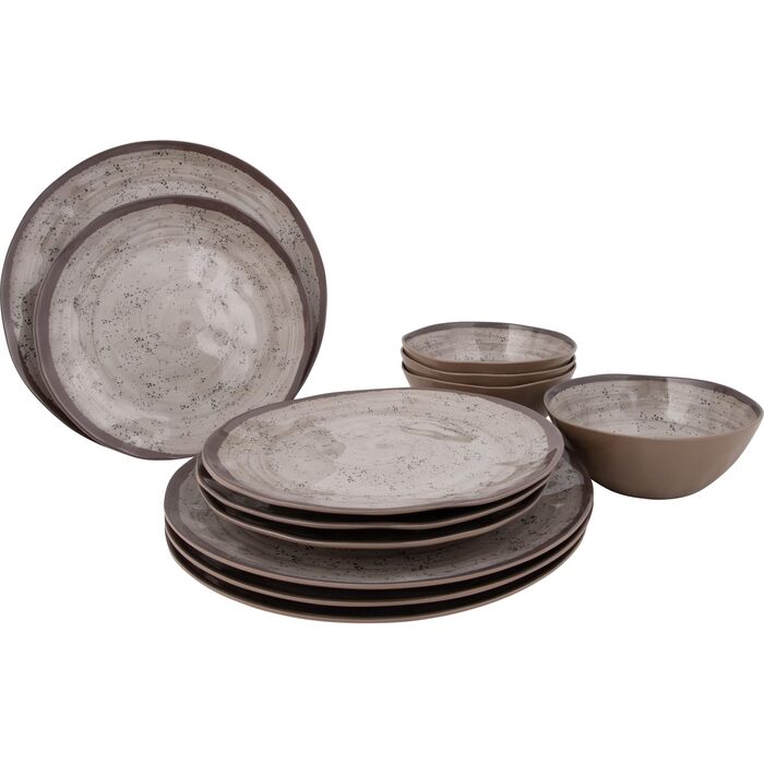 Набір посуду Bo-Camp з меламіну, Halo, кемпінговий посуд, тарілки для пікніка, бежевий