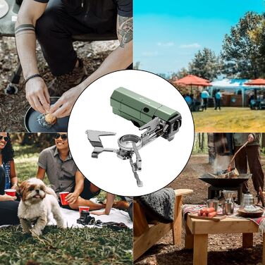 Кемпінгова плита SYFUNLV, портативна газова варильна поверхня з сумкою для перенесення, складна плита 27,5 * 10,5 см з газовим картриджем, кемпінгова плита 2,6 кВт з п'єзопідпалом, для кемпінгу, походів і вечірок (зелена)