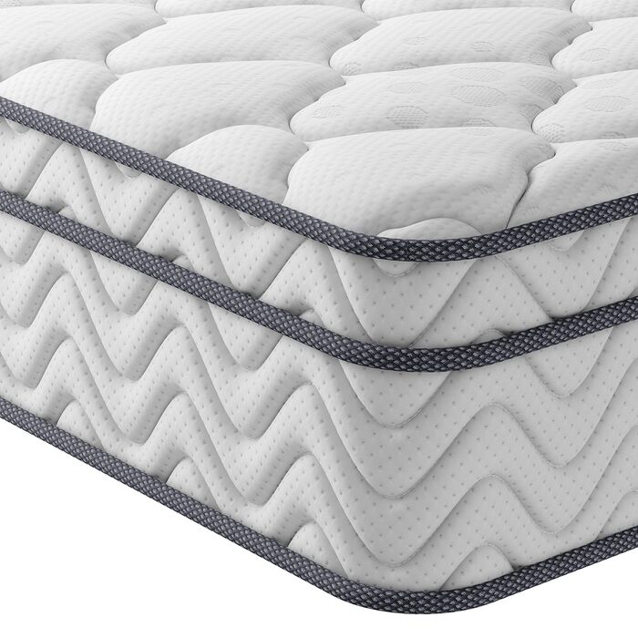 Матрац Vesgantti 160x200 7-зонний пружинний матрац Кишеньковий пружинний матрац середньої жорсткості Ортопедичний бочковий пружинний матрац Кишенькового типу (H3, верхня частина короба 26 см) H3, верхня частина короба 26 см 160 x 200 см