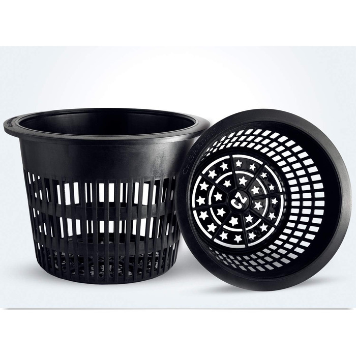 Круглі міцні сітчасті горщики CZ All Star з широкими краями Орхідеї Аквапоніка Гідропоніка Прорізна сітка 8 дюймів Садові сітчасті горщики CZ All Star - 5 чорних