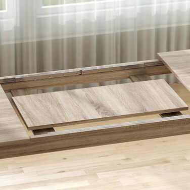 Розсувний обідній стіл HOMCOM 180-260 x 90 см, Кухонний стіл для 8-10 осіб, Сучасний обідній стіл, Дуб, Виготовлено в ЄС