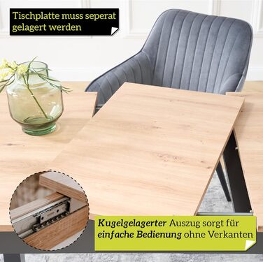 Елегантний обідній стіл 80x80 см, сучковатий дуб, кухонний стіл розсувний до 120 см, обідній стіл з дерев&39яного композиту, включаючи розсувну стільницю, сучасний стіл до 6 осіб, сучковатий дуб, розсувний прямокутний 80x80 см