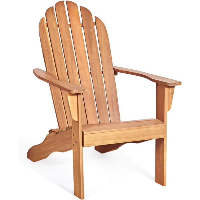 Садове крісло з масиву дерева, шезлонг Relax Chair з широким підлокітником і високою спинкою, садові меблі Садове крісло вантажопідйомністю 160 кг (натуральне)